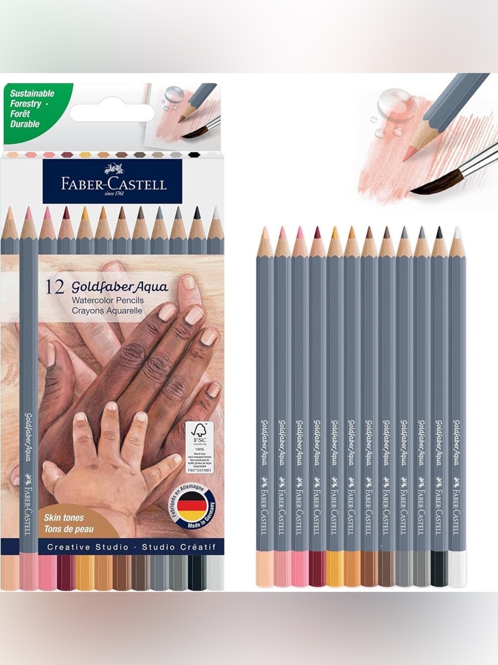 Faber-Castell Goldfaber Aqua Watercolor Pencils: Skin Tone Colored Pencils